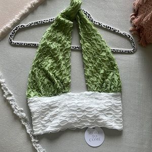 Green and White Halter Top from Revolve